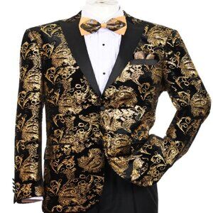 Mens Blazer - Cheap Priced Mens Sport Coat - Men's Modern Fit Velvet Floral Pais
